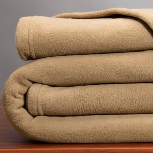 Couverture tempérée 240x260 beige en polyester