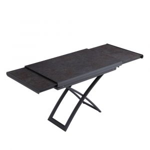 Inside75 Table relevable extensible MIRAGE compacte céramique anthracite 106/186 x 71 cm