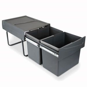 Image de Poubelle de cuisine encastrable TEMPO - 2x15 litres Gris