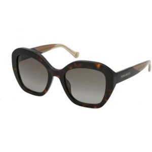 Image de Nina Ricci Femme SNR355 0714 Lunettes de soleil Ac&eacute;tate Havane Marron G&eacute;om&eacute;trique Normale Ombr&eacute;