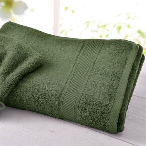 Lot de 2 serviettes de toilette vert olive en coton CLAIRE