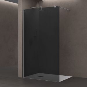 Sogood Paroi de douche &agrave; l'italienne 130cm color&eacute; pare-douche Bremen1VG 130x200 verre 8mm gris teint&eacute; barre ronde