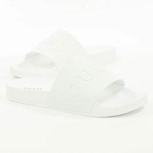 Guess Claquette Logo relief Homme Blanc
