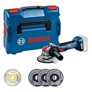 Bosch Professional 18V System meuleuse angulaire sans-fil GWX 18V-7 (disque Ø 125 mm, puissance 700 W, avec interface X-LOCK, set de 5 disques à tronçonner et ébarber, L-BOXX) - Exclusive Blue