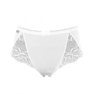 PLAYTEX Culotte Femme Midi Coton Féminine Et Dentelle x2, Blanc, 40