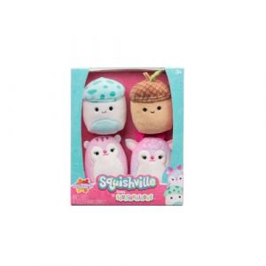 Jazwares Squishville by Squishmallows Fall Friends Squad - Quatre Peluches Squishmallows de 5cm - Jouets pour Enfants