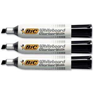 Bic Marqueur Velleda 1781 effaçable à sec encre noire et verte  pointe biseautée