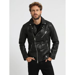 Guess Veste en cuir véritable Noir - Couleur Noir - Taille M