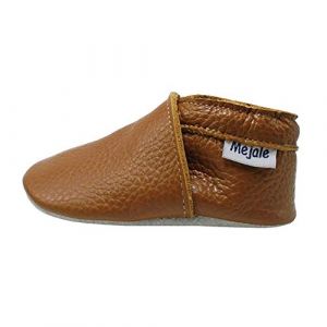 Mejale Chaussons Cuir Souple Chaussures Cuir Souple Chaussons enfants pantoufles Chaussures Premiers Pas, Marron, 18-24 mois