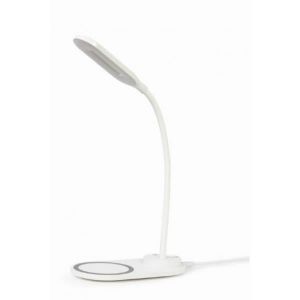 Gembird Lampe de bureau avec chargeur sans fil blanc