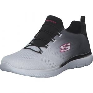 Skechers Edgeride Commissioner Baskets &agrave; Enfiler Mains Libres pour Homme, Bordure en Maille Noire et Blanche, 38.5 EU