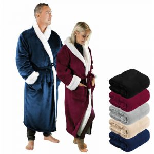 Peignoir, robe de chambre polaire mixte, Utra Douce - L/XL - Bleu - Vivezen