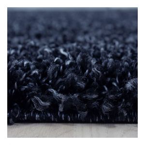 Allotapis Tapis uni shaggy rond Bright Bleu marine ø 80 - Bleu marine