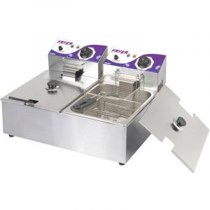 6 + 6 l Friteuse double 12 l voyant lumineux acier inoxydable