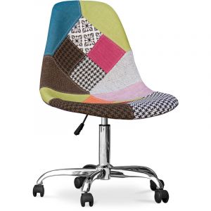 Winner Chaise de Bureau &agrave; roulettes - Chaise de Bureau - Tapiss&eacute;e en Patchwork - Simona Multicolore