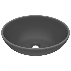 VidaXL Lavabo ovale de luxe Gris foncé mat 40x33 cm Céramique