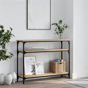 VidaXL Table Console, Table d'Appoint avec Pieds, Bout de Canapé avec Rangement, Meuble d'Entrée Salon, Industriel, Chêne Sonoma Bois d'Ingénierie