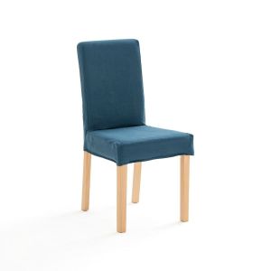 Image de Housse de chaise en pur lin lavé DOMME Bleu Prusse Taille Taille Unique
