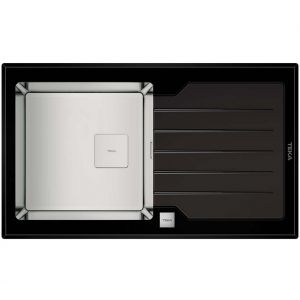 Teka Diamond rs15 noir Evier à encastrer 86cm manuel noir avec siphon pureline