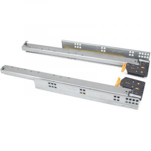 Emuca Coulisses Silver à sortie totale avec amortie et crochet, 290, Zingué, Acier, 10 un - Zingué