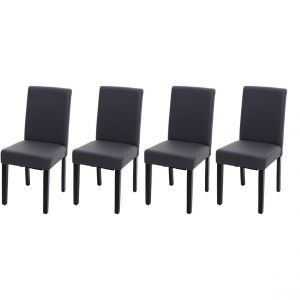 Décoshop26 Lot de 4 chaises de salle à manger simili-cuir gris mat pieds foncés CDS04559