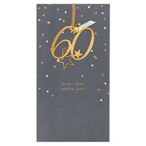 UK Greetings Carte d'anniversaire 60 ans pour lui/elle/ami – Motif feuille d'or et souvenir