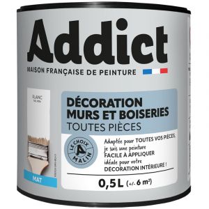Peinture acrylique multi supports, Blanc mat, 0,5 litre.