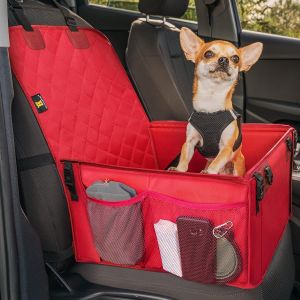 HELDENWERK Si&egrave;ge auto pour chien - Tr&egrave;s robuste et renforc&eacute; - 5 sangles de fixation - Imperm&eacute;able - Si&egrave;ge avant et arri&egrave;re - Taille standard - Rouge