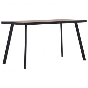 Image de VidaXL Table de salle à manger Bois clair et noir 140x70x75 cm MDF