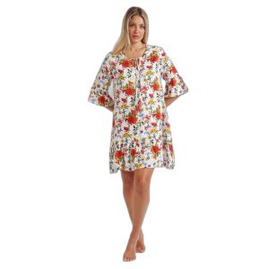 Admas pour femme. Mexican Otomi French Sleeve Dress white Admas
