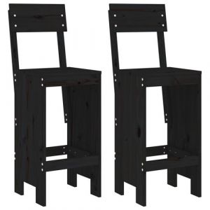 Tabourets de bar vidaXL 2 pcs noir 40x48,5x115,5 cm bois massif de pin
