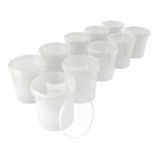 10 seaux avec couvercle Seau &agrave; vide en plastique poign&eacute;e 15,9l alimentaire transparent transparent