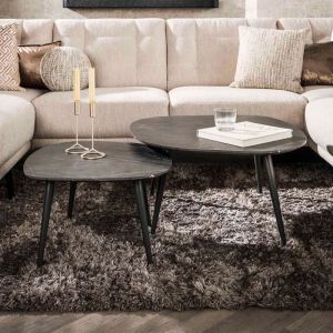 M&S Lot de 2 tables basses 85 et 64 cm aspect c&eacute;ramique grise