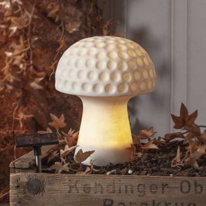 Star Trading - Décoration solaire Sandy, grès, décoration, lampe, champignon, blanc, capteur crépusculaire, extérieur, blanc chaud, 24 cm