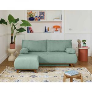 Cristal - canapé 3 places - convertible avec coffre et pouf - en velours texturé - bleu - Bleu
