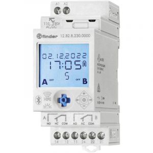 Finder 12.B2.8.230.0000 Interrupteur horaire pour rail 12.B2.8.230.0000 astronomique, commutation al&eacute;atoire, programme annuel R499742