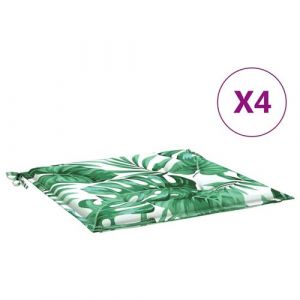 VidaXL Coussins de chaise lot de 4 motif de feuilles 40x40x3 cm tissu