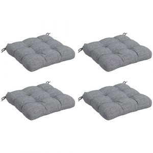 Outsunny Lot de 4 coussins de chaise de jardin avec attaches gris