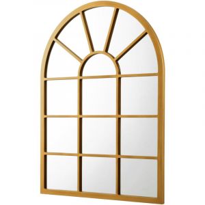 Miroir mural forme fenêtre arrondie 80 x 60 cm or