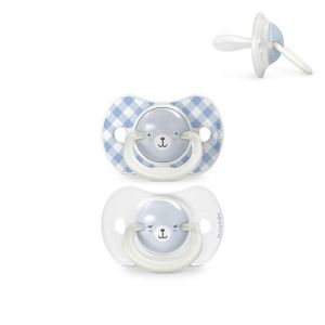 Suavinex Night & Day 2 Sucettes &agrave; T&eacute;tines Sym&eacute;triques SX Pro de 6 &agrave; 18 Mois - Couleur : Bleu