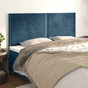 VidaXL Têtes de lit 4 pcs Bleu foncé 90x5x78/88 cm Velours Bleu foncé