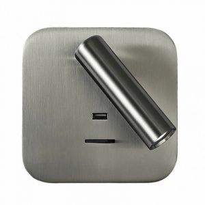 Fab 171561c03 | Appliquer 3w 4000k Giotto Square Nickel Avec Usb 150lm Avec Interrupteur 14x14x12cm