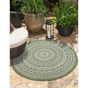 Tapis durable intérieur extérieur, vert, 120 cm, rond