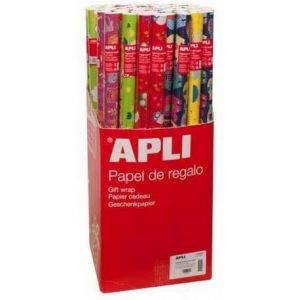 APLI 14002 - Rouleau de papier cadeau assortis, 60 g/m&sup2;, 2m x 0,70m, th&egrave;me Enfant