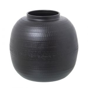 Alexandra House Living Vase Noir m&eacute;tal 23 x 23 x 23 cm