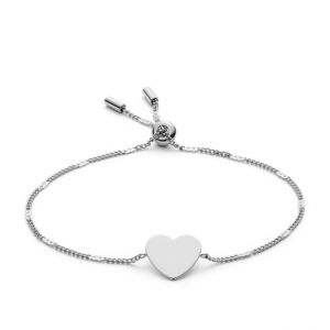 Fossil Women Bracelet Cœur En Acier Inoxydable À Graver Argent - One size