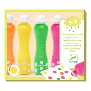 Djeco FEUTRES : Marqueurs gros pois Neon (4 marqueurs)