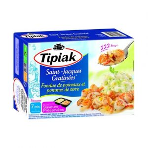Tipiak Saint-jacques gratin&eacute;es, fondue de poireaux et pommes de terre, surgel&eacute;s