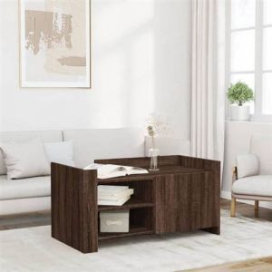 VidaXL Table basse ch&ecirc;ne marron 100x50x50 cm bois d'ing&eacute;nierie, table lat&eacute;rale, table de salon, table d'accent, bout de canap&eacute;, table centrale
