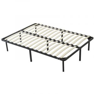 JackySolide et Confortable Sommier 140x200 x 29cm Cadre a lattes+9 Pieds en Metalcileepaisseur du